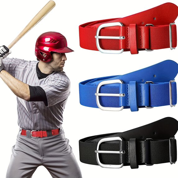 Yesbay Elastic Baseball Softball Belt Adjustable Length Alloy Buckle Belt Imitation Leather Belt