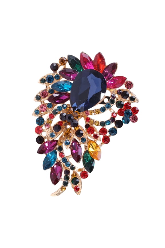 Elegant Colorful Rhinestone Glass Brooch Vibrant Color Irregular Shape Pin Shawl Scarf Suit Collar Badge Outfit Accessories