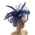 thumbnail image 1 of Yesbay Elegant Hat with Hair Clip Decorative Feather Bowknot Mesh Decor Pillbox Hat Hair Accessories, 1 of 8