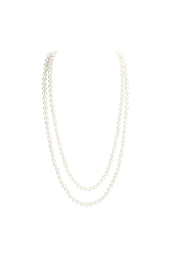 Elegant Women Faux Pearls Sweater Necklace Double Layer Long Necklace Simple Versatile Sweater Chain