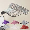 thumbnail image 1 of Yesbay Empty Top Shining Rhinestones Adjustable Fasten Tape Baseball Hat Women Extended Brim Tennis Sport Sun Hat, 1 of 8