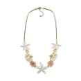 thumbnail image 1 of Yesbay Exaggerated Women Necklace Ocean Theme Starfish Coral Shell Hollow Out Faux Pearl Rhinestone Decor Adjustable Length Lady Vacation Beach Neck Jewelry, 1 of 8