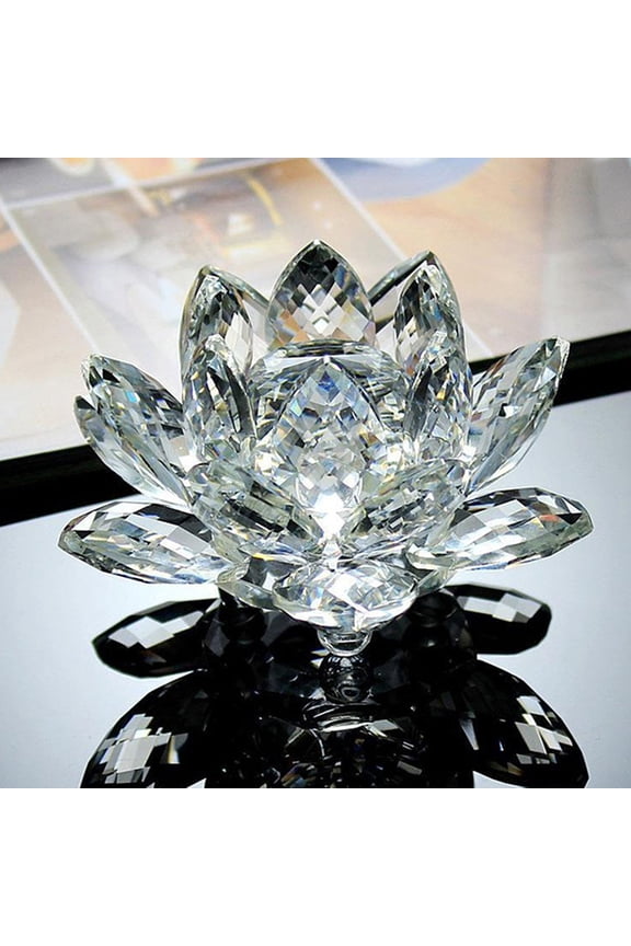 Faux Crystal Lotus Figurine Colorful Lotus Flower Ornament Lotus Table Centerpiece