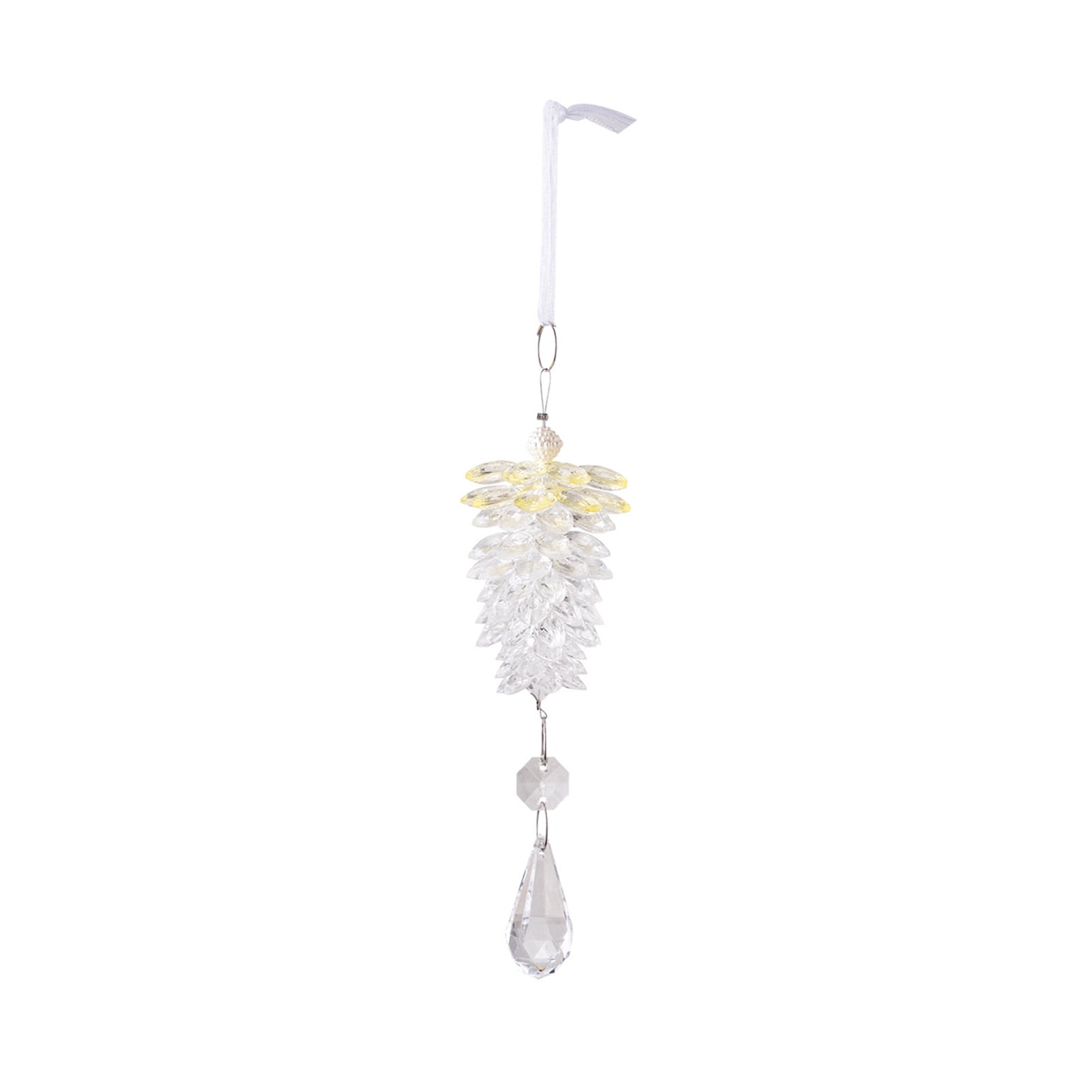 Yesbay Faux Crystal Pinecone Christmas Ornaments Hanging Clear Prism ...