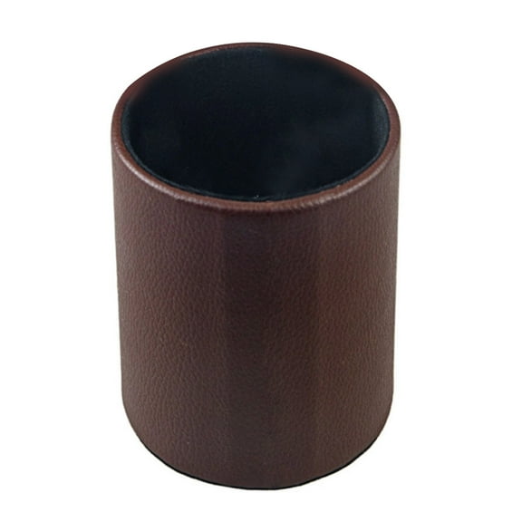 Yesbay Faux Leather Round Pencil Holder Cup Desktop Pen Storage Organizer Stationery Scissors Container