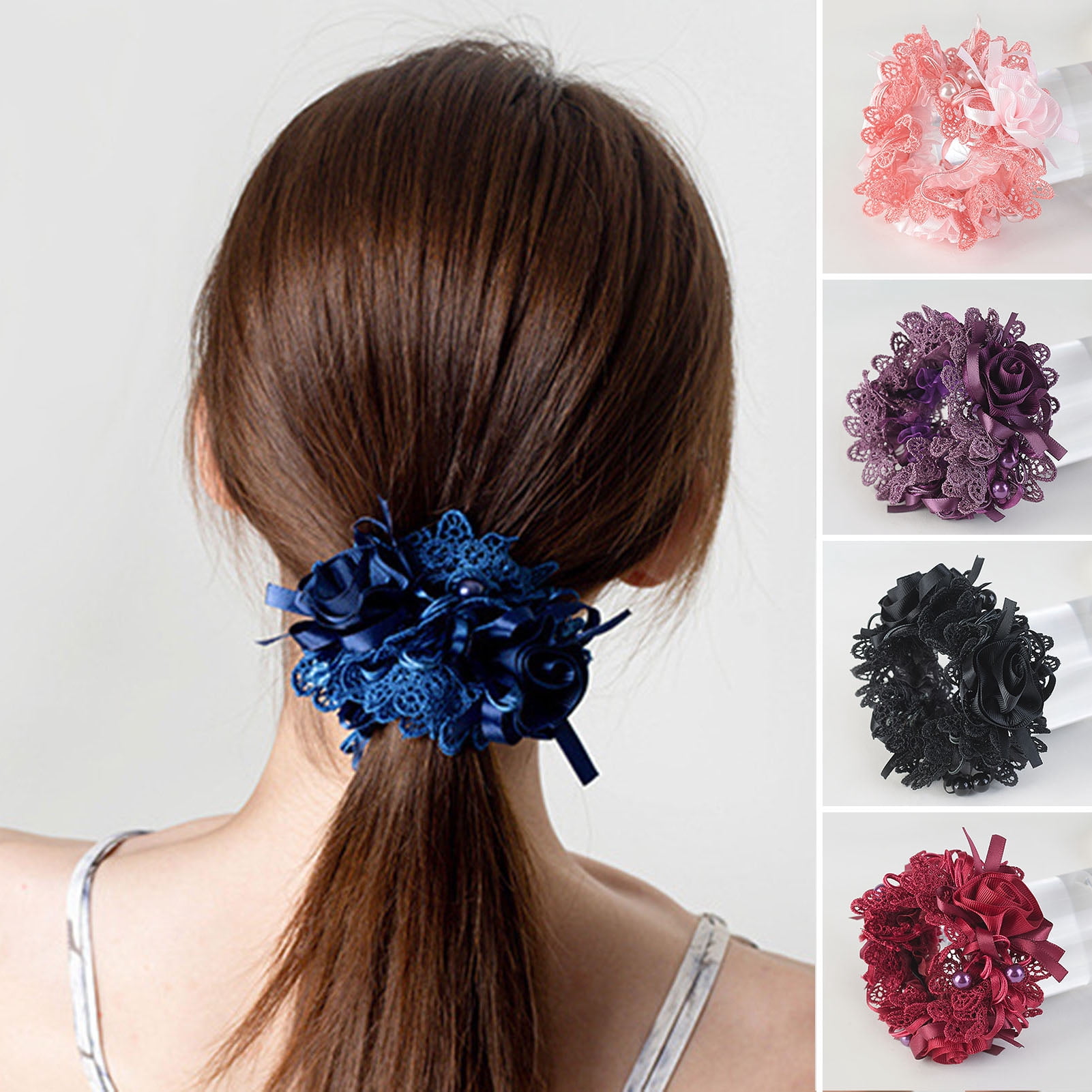 Yesbay Faux Pearls Sweet Elegant Hair Tie Mesh Lace Flower  display picture 1