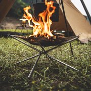 Yesbay Fire Pit Foldable Detachable Stainless Steel Easy to Assemble Mesh Fire Pits for Camping,Silver