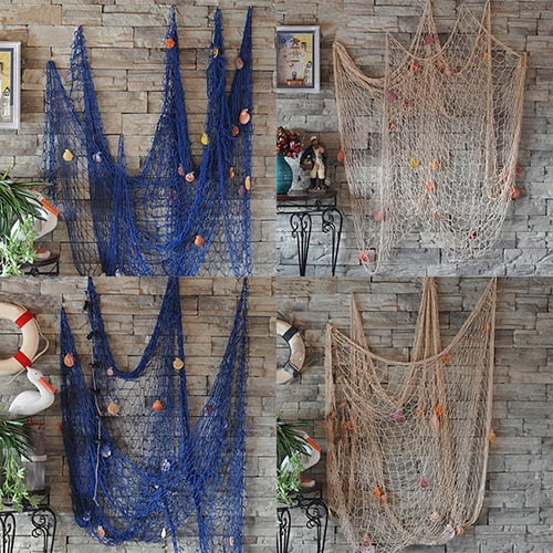 Wholesale GORGECRAFT Decorative Fishing Net 100x200cm Mediterranean Style Fishing  Net Wall Hanging Decor with Shells for Home Party Decorations 