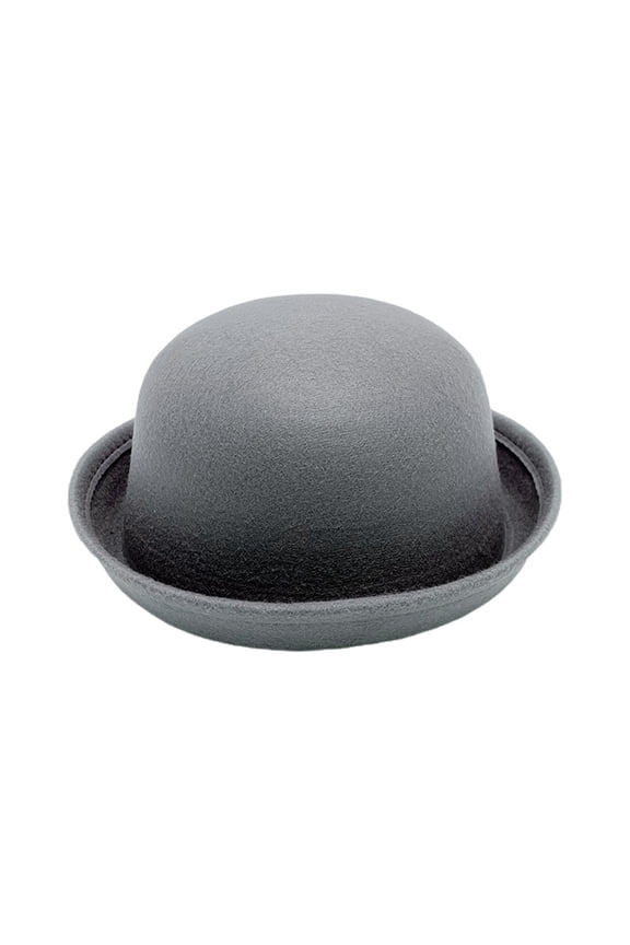 Flat-top Fedora Hat Imitation Wool Jazz Hat Unisex Wide Brim Ladies Round Hat Parties Cosplay Bowler Hat