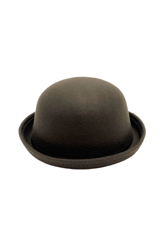 Flat-top Fedora Hat Imitation Wool Jazz Hat Unisex Wide Brim Ladies Round Hat Parties Cosplay Bowler Hat