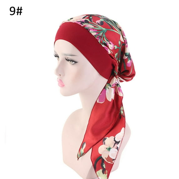 Yesbay Floral Print Women Elastic Turban Hat Head Scarf Bandana Headwear Pirate Cap