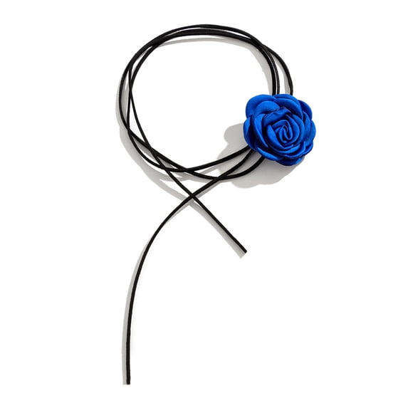 Yesbay Flower Necklace Long Tassel Solid Color Soft Fabric Rose Choker Elegant Dress-Up Exquisite Neck Wear Collar Clothing Accessories Women Gift
