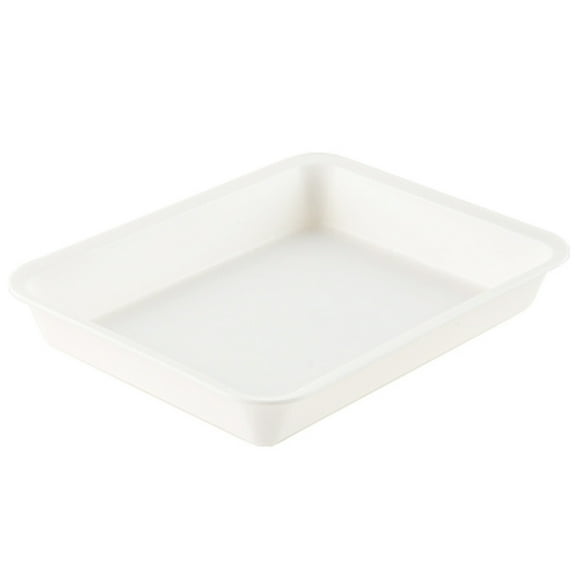 Yesbay Food Tray White Stackable Round Edges Spill Resistant Plastic Hot Pot Serving Tray for Dining Room