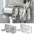 thumbnail image 1 of Yesbay Hair Dryer Storage Rack Wall-mounted Punch-free Water Ripple Texture Bathroom Adhesive Blow Dryer Holder with Storage Case Toothbrush Comb Razor Organizer, 1 of 8