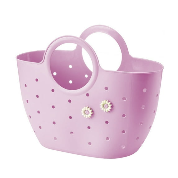 Yesbay Handheld Basket Bathroom Shower Tote Caddy with Handles Hollowed Out Storage Basket Tote for Home Bedroom College Dorm