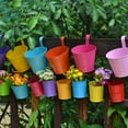 thumbnail image 1 of Yesbay Hanging Bucket Wear-resistant Solid Color Iron Hook Pots Balcony Accessories for Garden,Light Green L, 1 of 8