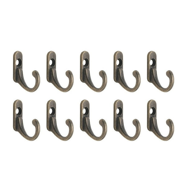 Yesbay Hanging Hook,10Pcs Antique Brass Strong Adhesive Wall Hook Clothes Coat Hanger Home Decor
