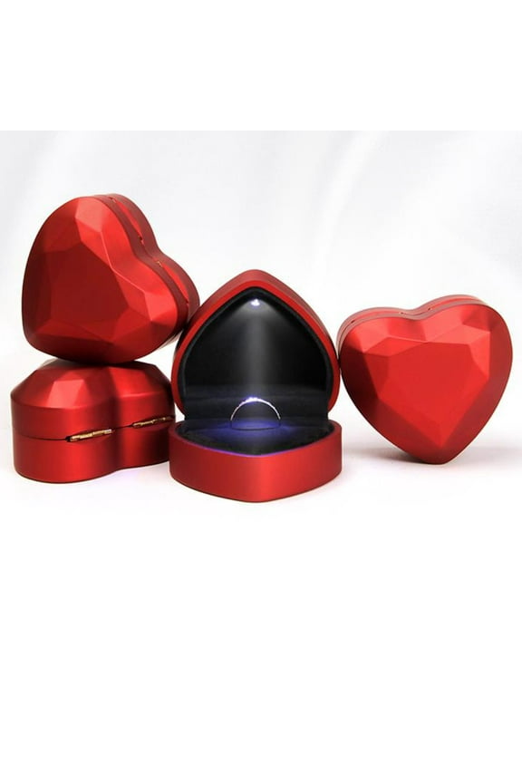Heart Shape LED Light Ring Holder Box Proposal Wedding Band Display Storage Case,LED Ring Box