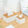 thumbnail image 1 of Yesbay Household Tissue Storage Holder Rectangle/Round/Square Moisture-proof White Desktop Tissue Box for Bathroom, 1 of 8