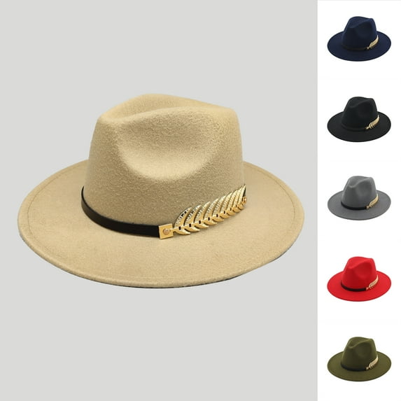 Yesbay Jazz Hat Unisex Comfortable Breathable Big Brim Leaf Belt Decor Decorative Gentlemen Royal Derby Hat Headwear