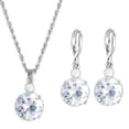 thumbnail image 1 of Yesbay Jewelry Set Round Rhinestone Pendant Necklace Bridal Leaverback Earrings,Silver, 1 of 4