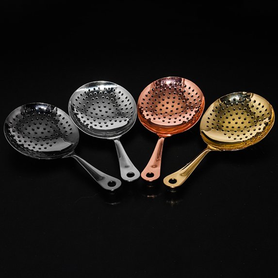 Yesbay Julep Strainer Professional Comfortable Grid 304 Stainless Steel Ergonomic Handle Cocktail Strainer Spoon Kitchen Tools
