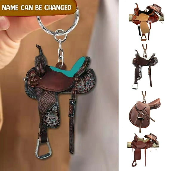 Yesbay Key Chain Decorative Personalized Fashion Western Cowboy Saddle Acrylic Pendant for Horses Lover