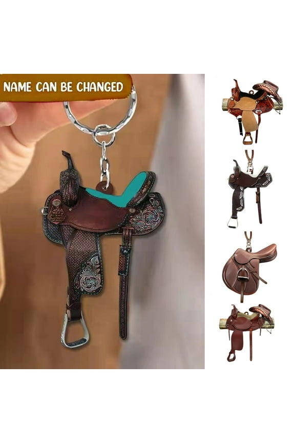 Key Chain Decorative Personalized Fashion Western Cowboy Saddle Acrylic Pendant for Horses Lover