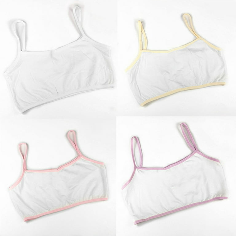 Yesbay Kids Girls Spaghetti Strap Underwear Maiden Cotton Sports Brassiere  Training Bra,Pink 