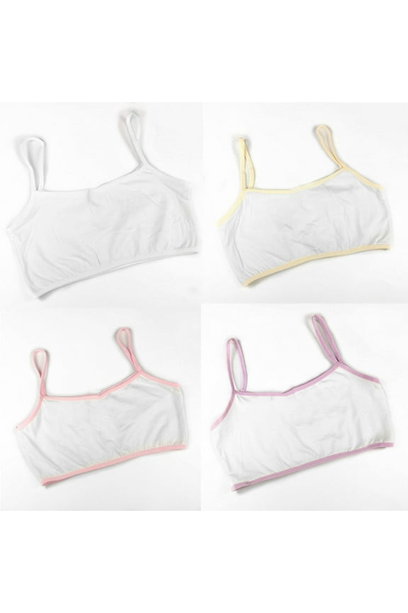 Kids Girls Spaghetti Strap Underwear Maiden Cotton Sports Brassiere Training Bra,Purple