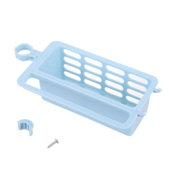 Yesbay Kitchen Sink Faucet Draining Sponge Soap Brush Towel Holder Storage Rack Basket,Blue