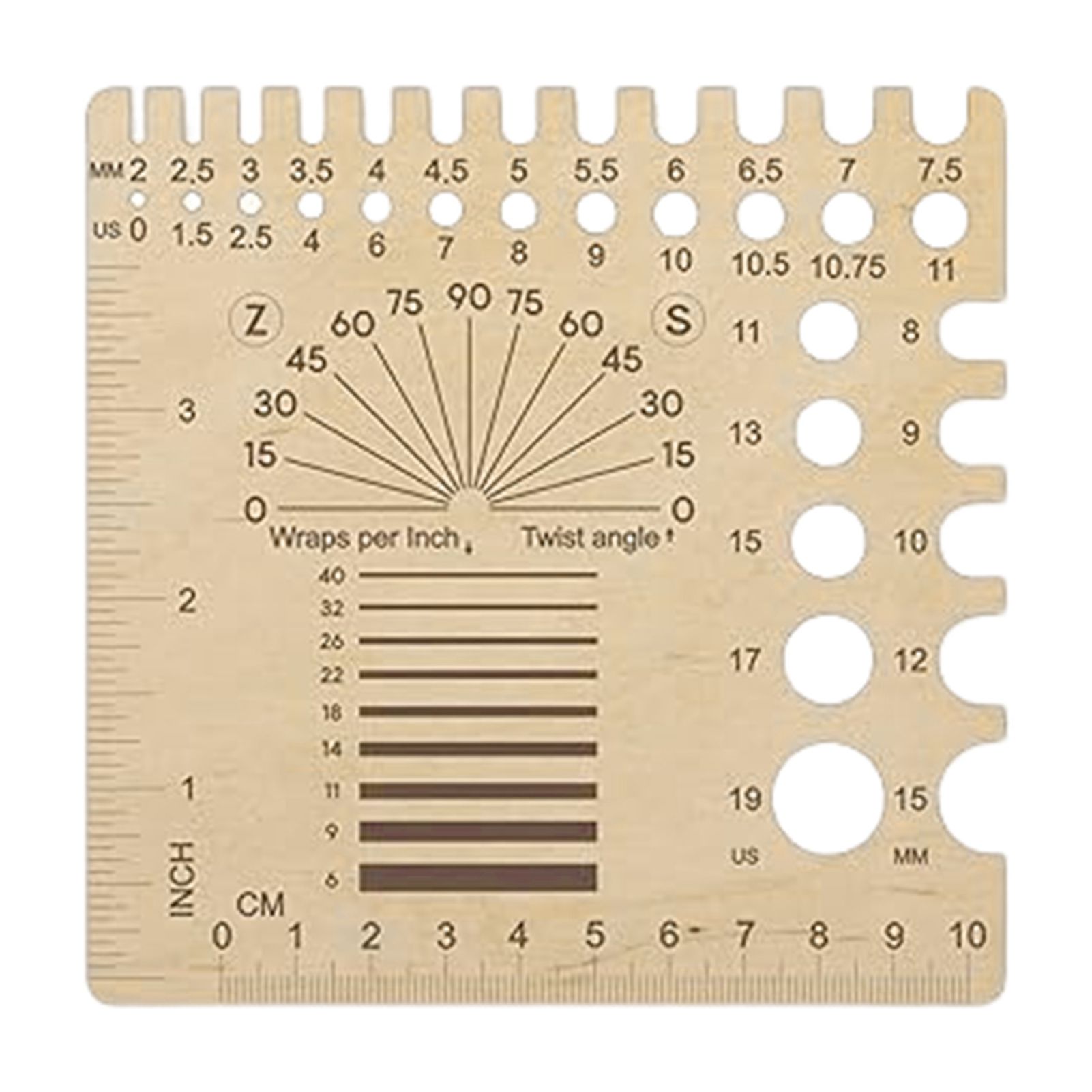Yesbay Knitting Needle Gauge Ruler US Size Crochet Hooks Ruler Compact ...