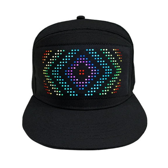 Yesbay LED Pixel Screen Cap RGB Colorful LED Screen Cap App Connection Detachable Screen USB Charging Display Message Hat Adjustable Buckle Event Party Hat