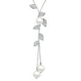 thumbnail image 1 of Yesbay Ladies Faux Pearl Tassel Leaves Pendant Long Chain Sweater Necklace-Silver, 1 of 2