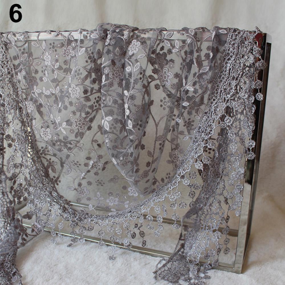 Yesbay Lady Hollow Tassel Lace Rose Floral Scarf Triangle Shawl Wrap Gift  White 