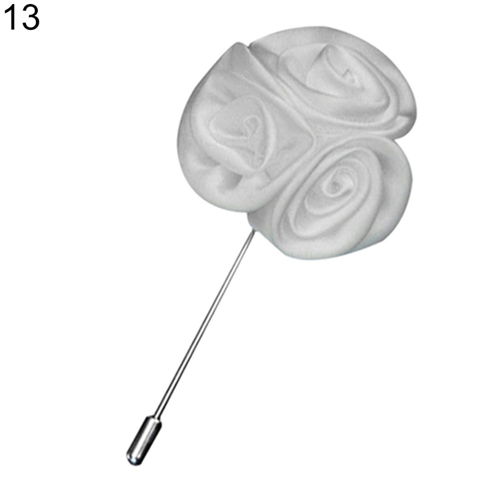 Hansicod Men's Lapel Flower Stick Brooch Pin Boutonniere for Suit Tuxedo Corsage (3.74 in, Beige