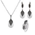 thumbnail image 1 of Yesbay Leaf Water Drop Faux Turquoise Pendant Necklace Ring Earrings Women Jewelry Set,White US 10, 1 of 7