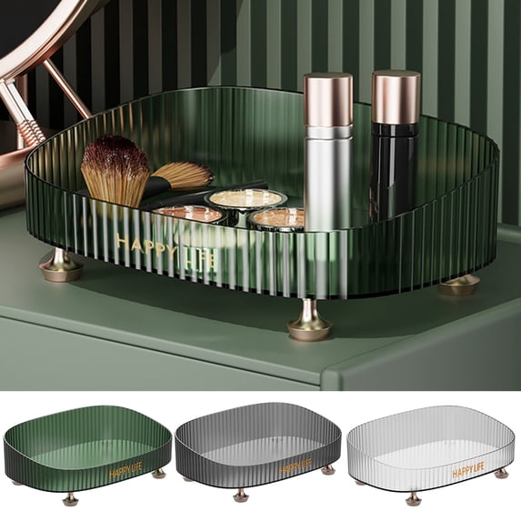 Yesbay Light Luxury Makeup Perfume Desktop Organizer Dresser Countertop Cosmetics Organizer Tray Fruit Serving Tray Bathroom Vanity Tray