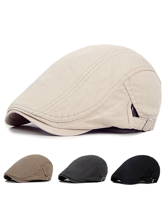 Men Casual Classic Flat Cabbie Newsboy Ivy Hat Cotton Sun Beret Cap,Beige
