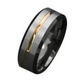 thumbnail image 1 of Yesbay Men Matte Stripe Titanium Steel Band Ring Wedding Party Jewelry Gift, 1 of 4