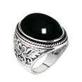 thumbnail image 1 of Yesbay Men Vintage Artificial Gem Finger Ring Carving Band Jewelry Party Banquet Gift-Black, 1 of 7