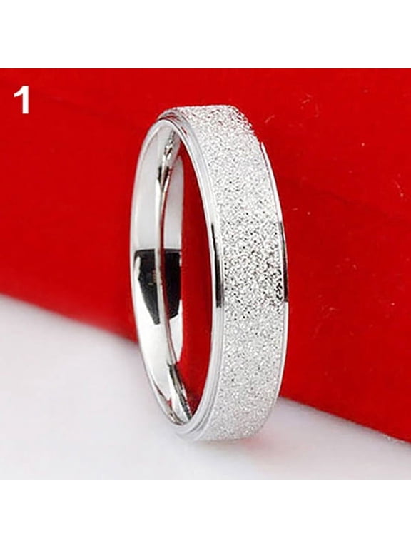Men Women Wedding Band Ring Stainless Steel Matte Ring Jewelry Couple Gift-Silver