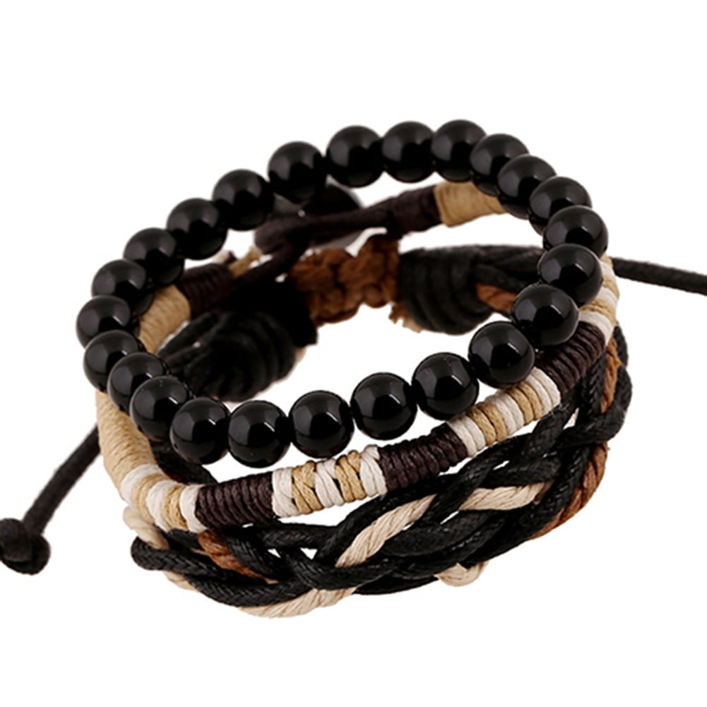 Buy SKycart Unisex Wood Beads Stack Bracelet/Wrist Band (Black) at Amazon.in