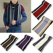 Yesbay Mens Classic Acrylic Shawl Winter Warm Long Fringe Striped Tassel Scarf Purple
