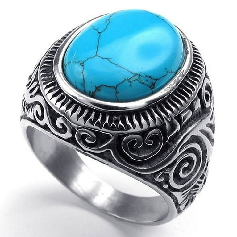 Mens turquoise sales band rings