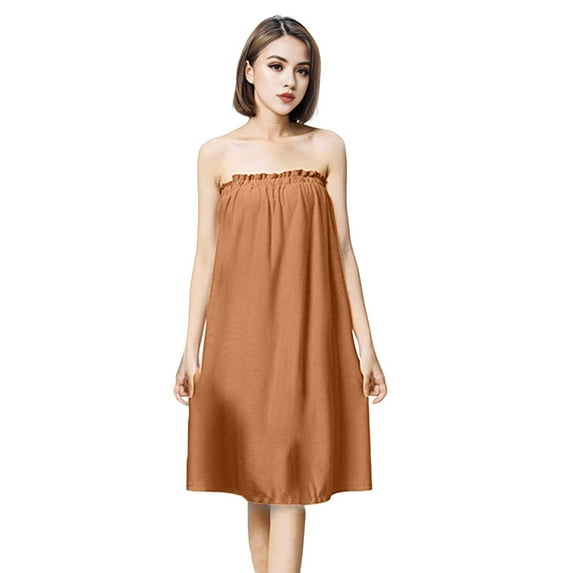 Yesbay Microfiber Bath Dress Adjustable Bust Sleeveless Press Button Closure Loose Beach Spa Pool Wear Bath Robe