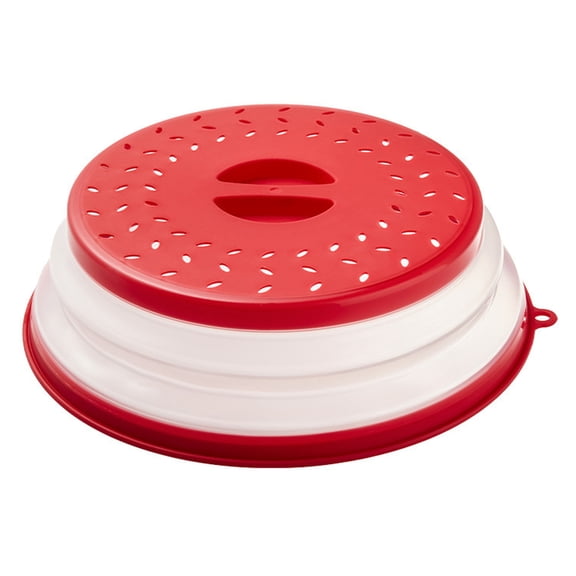 Yesbay Microwave Splatter Cover with Handle Foldable Vented Lid with Hook Hole Splatter Guard for Plate Dish Bowl Heat-Resistant BPA-Free Kitchen Gadget
