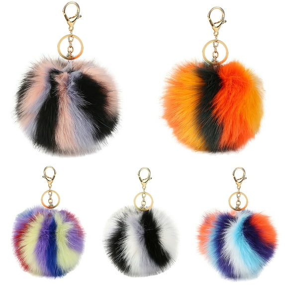 Yesbay Multi Color Faux Fur Fluffy Ball Key Chain Car Keyring Bag Hanging Pendant Gift,Key Chain