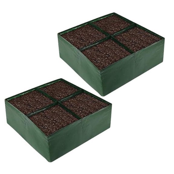 Yesbay Multiple Grids Grow Bag PE Raised Garden Bed Potato Grow Bag Rectangle Planting Container for Growing Vegetables Flowers Fruits