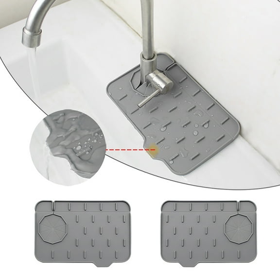 Yesbay Non-slip Faucet Splash Mat Effort-saving Waterproof Slope Groove Design Sink Drying Pad Kitchen Supplies